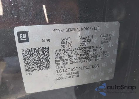 2020 Chevrolet Malibu Fwd 1Fl from USA, damaged, VIN 1G1ZC5ST4LF111065